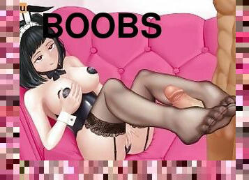 tetas-grandes, masturbación, adolescente, paja, anime, hentai, dulce, tetas