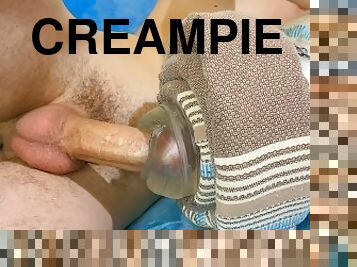 hårig, creampie, smutsig, knullande, ensam, kuk