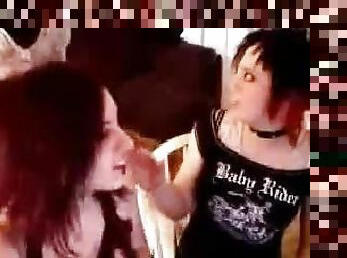 Three goth babes hang out on webcam