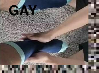 gay, esclave, pieds, fétiche, orteils