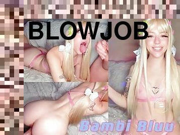 Super Hot Girlfriend w/ Perfect Ass Blonde Teen Bambi Bluu Gets Ass Oiled & Creams on Big Cock