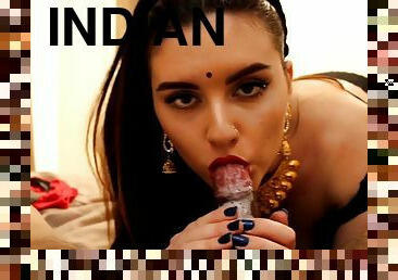 Indian Young Lady Blows Ebony Wiener
