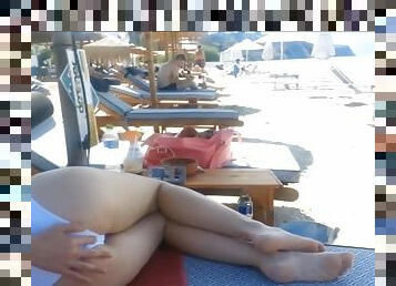 Real Wife Publicly Plays With Her Butt Plug In Beach Bar