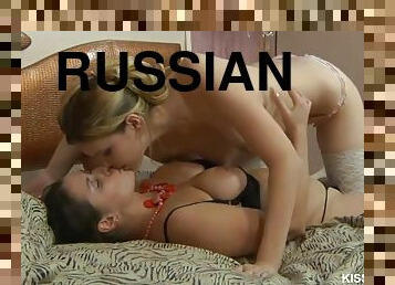 Young Russian Lesbian Kisses Pot-bellied Mature Mom