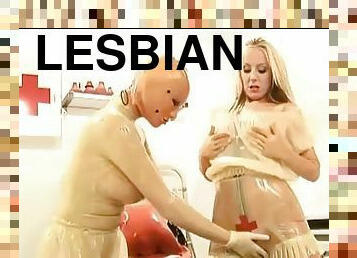 pissande, lesbisk, kul, latex, gummi