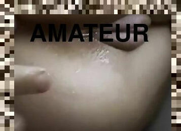 amatör, anal, cumshot, slyna, rumpa-butt, brunett