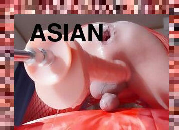 asiatisk, pappa, masturbation, shemale, amatör, ladyboy, rövhål