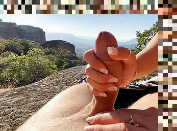 Public Creampie Fuck On The Edge Of A Hill By A Great View