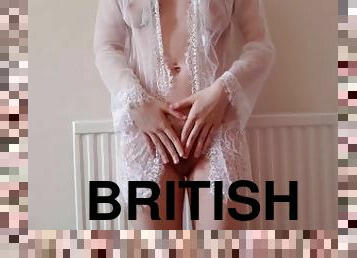 Petite British Girl Lace Robe Striptease