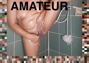 cul, baignade, gros-nichons, chatte-pussy, amateur, mature, milf, douche, solo, réalité