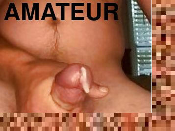 svær, amatør, cumshot, stor-pikk, handjob, cum, alene, pikk