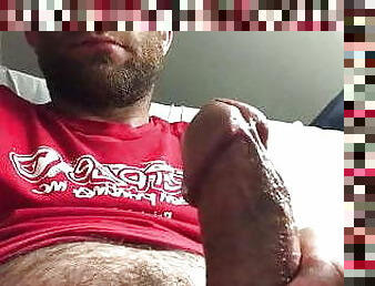 hairy bearded daddy pumps a load