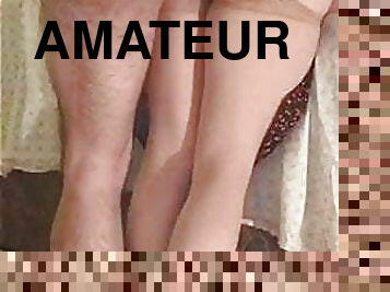 cuatro-patas, sirvienta, amateur, maduro, medias, europeo, euro, nylon