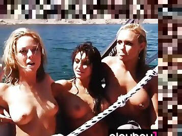 Big tit babe Lauren Fogle and her girlfriends love to wakesurf naked Jamie Ford, Logann Brooke