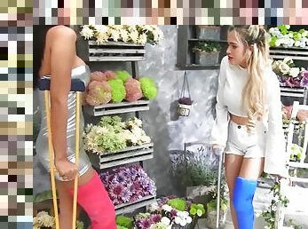 Fetisch-concept.com - 2 girls with long cast leg flowershop1