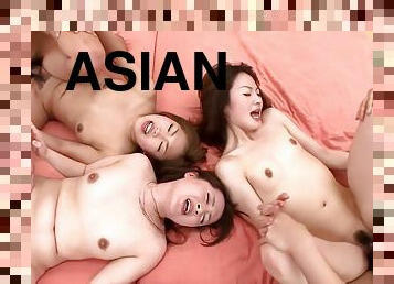 asiático, peluda, mamada, chorro-de-corrida, japonés, sexo-en-grupo, con-los-dedos, tetitas