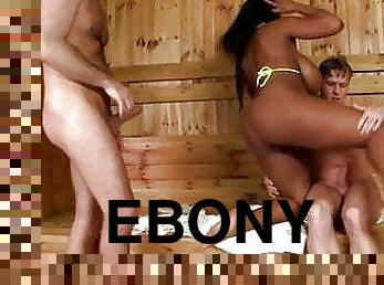 INTERRACIAL &ndash; Big Tit Ebony Fucks Two White Dicks