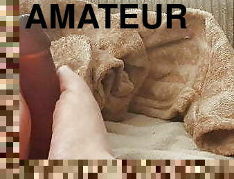 masturbation, shemale, amatör, leksak, fötter, dildo, ensam