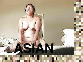 asiatisk, rumpe, brystvorter, kone, amatør, lubben, riding