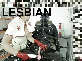 sjuksköterrska, lesbisk, milf, leksak, bdsm, fetisch, latex, brunett