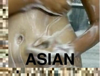 Sri Lankan girl having a bath and sucking dick/