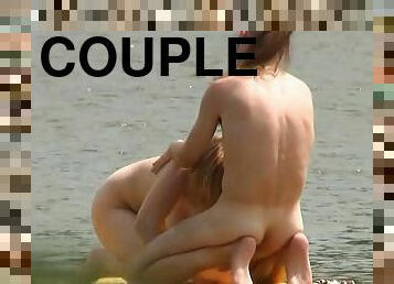 Sexy couple have a nice sex on the beach