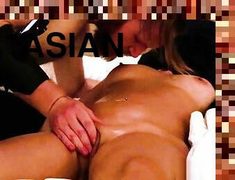 asiatisk, röv, orgasm, kvinnligt-sprut, amatör, massage, rumpa-butt