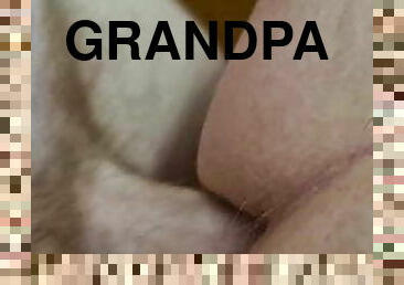 Close up of my cock entering grandpa&#039;s back passage