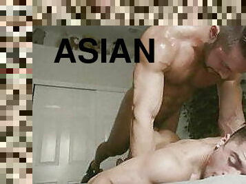 asiático, papá, interracial, gay, paja, gangbang, pareja, sexo-en-grupo, papi