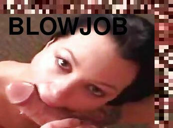 An experienced girl makes a gorgeous blowjob. The suction queen is able to excite a man. Professional blowjob.