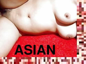 asiatisk, røv, amatør, moden, kæmpestor-pik, creampie, pik