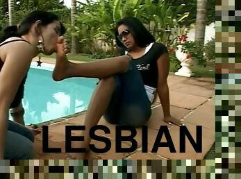 lesbisk, fødder, liderlig, fetish, vild