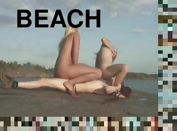 2 blondes banging on the beach- Red Productions