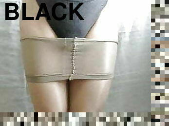crossdresser pantyhose and black panties 070