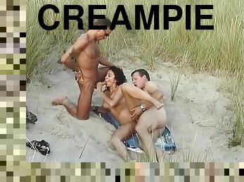 creampie, rumpa, trekant