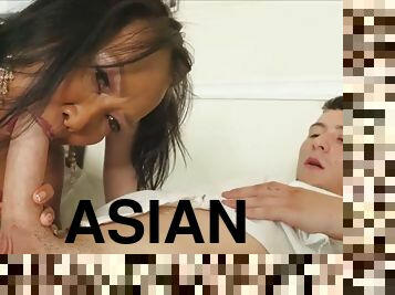 asiatisk, storatuttar, gamling, milf, smutsig