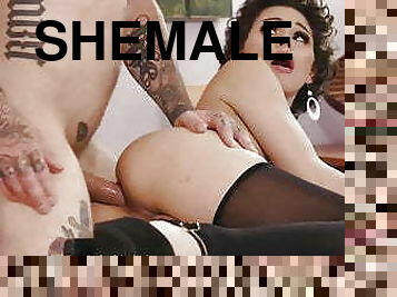 shemale, anal, vakker, fingret-pretty, rumpehull