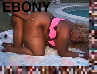 Chunky ebony takes it all by the pool- Black Market