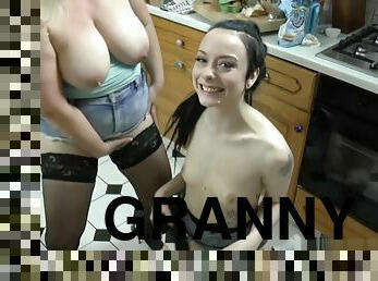 Granny enjoys lesbian sex with a horny teen