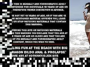 Sparkling fun at the beach with big red dragon dildo anal