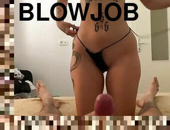 Blowjob Cowgirl POV, Ass play, creampie, tattooed couple