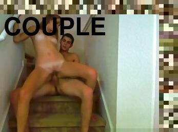 Teen Couple Having Sex At The Stairs