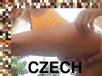 Czech couple fucks in public