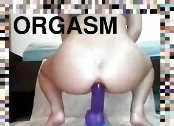 svær, orgasme, amatør, anal, hjemmelaget, riding, dildo