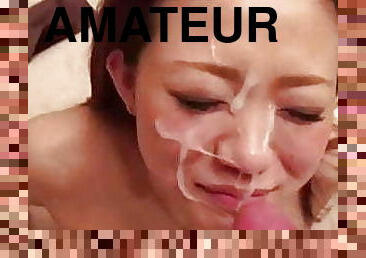 asiatisk, amatör, cumshot, hemmagjord, pov, ansiktssprut