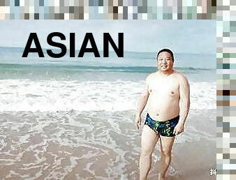 asiático, papá, gorda, gay, regordeta, playa, china, papi, oso