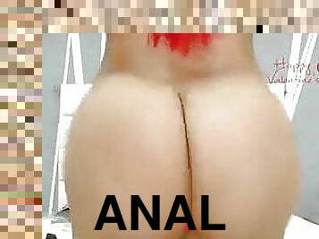 cul, énorme, masturbation, anal, jouet, butin, rousse, gode, cow-girl