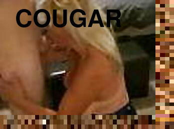 Blonde cougar sucks young big cock, hot