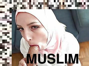 Muslim teen in Hijab sucks brother&#039;s dick and gets fucked