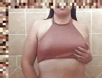 kúpanie, masturbácia, staré, latinské, 18yo, mexické, staršie, sprcha, bruneta